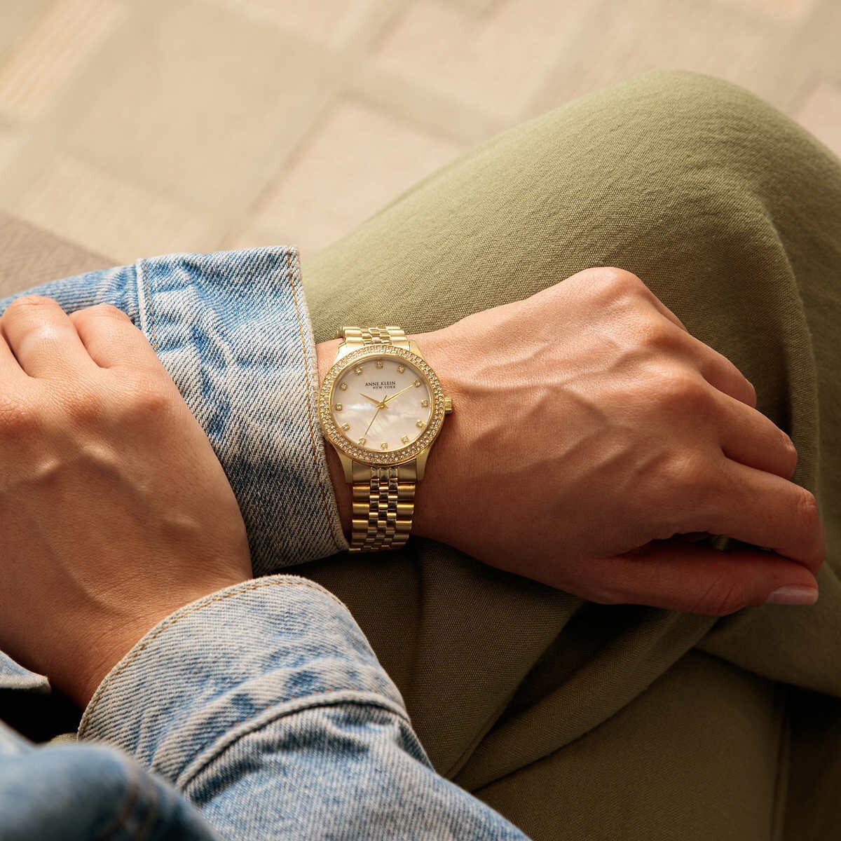 Anne Klein 12/7742MPGB All Stainless Steel Gold-Tone Watch with Mother-of-Pearl NEW Anne Klein 12/7742MPGB Stainless Steel Gold-Tone Watch  main image 3