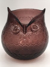 Murano glass owl vase. hard to find amethyst
