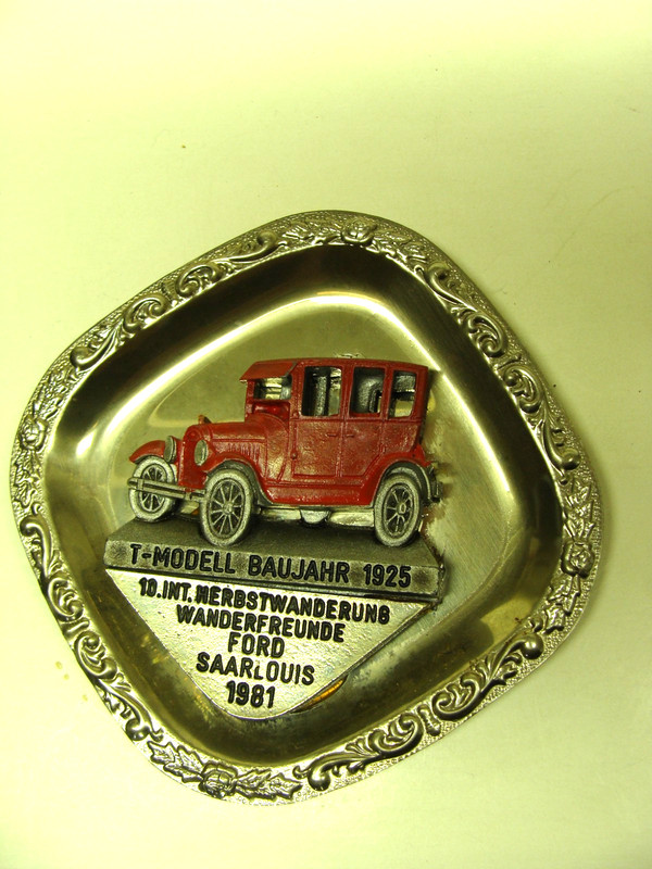 German Wandertag hiking medal tray 1981 Saarlouis Germany Model T Ford 1925