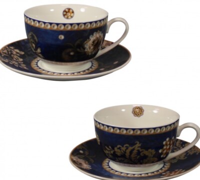 Brandani Tassen Set aus der Donau blau Porzellan Bone China