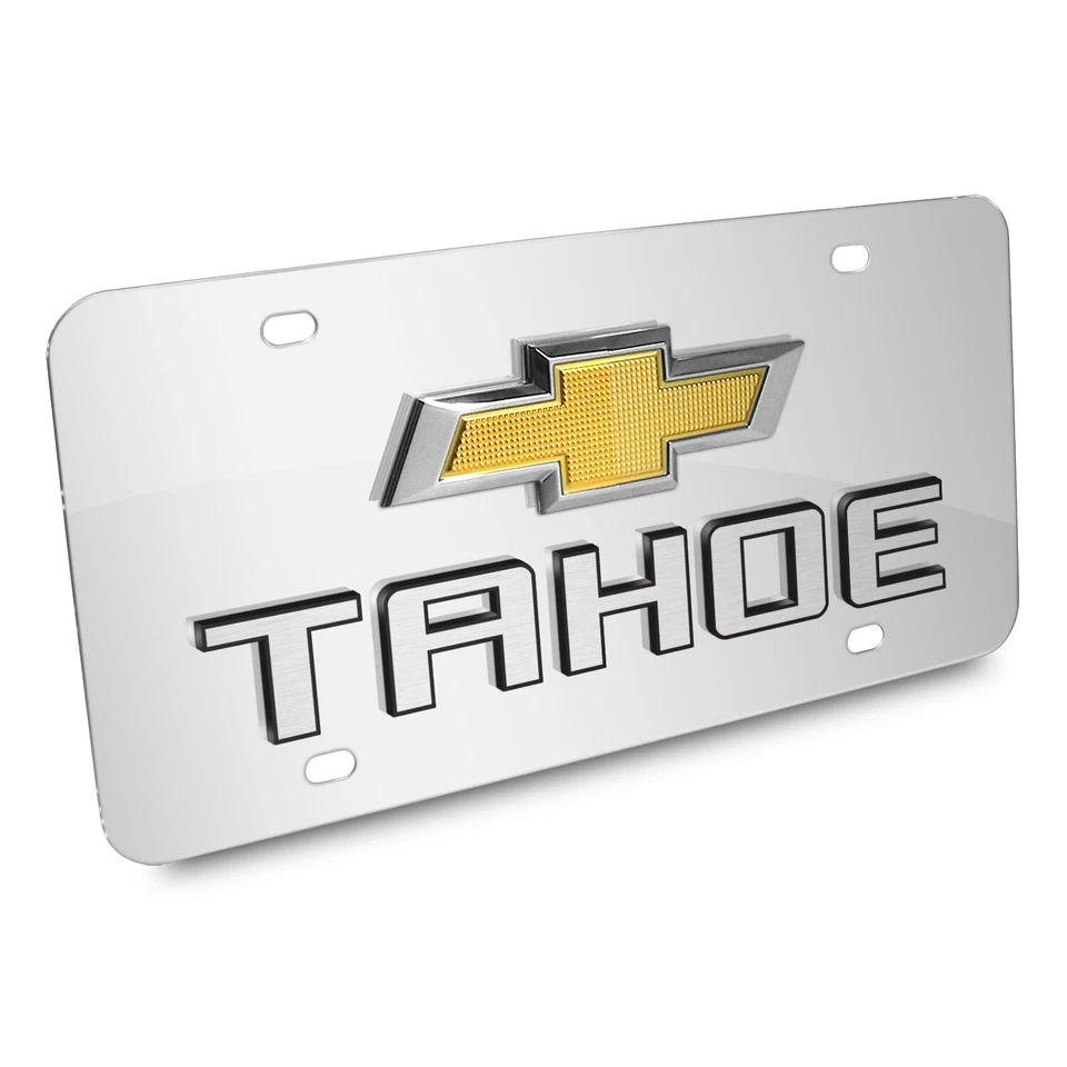 Chevrolet Tahoe Gold Bowtie Double 3d Logo Chrome Stainless Steel License Plate - Image 2 of 4