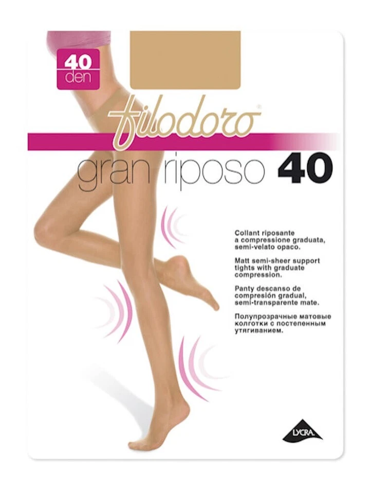 Collants De Maintien Den 40 Denari Femme Opaco Filodoro Gran Riposo Reposant - Photo 1/4