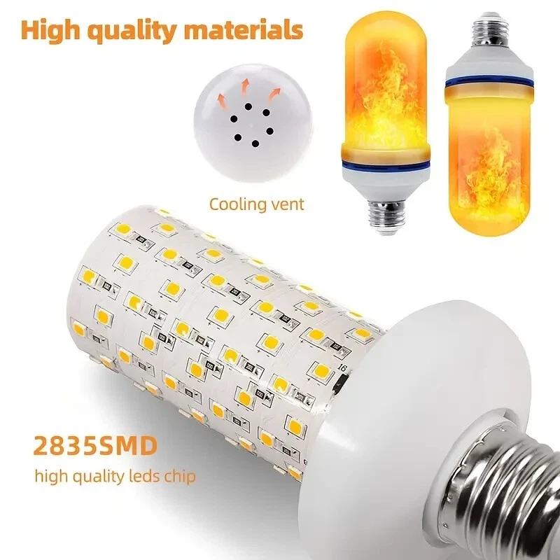 NEW 1 pc LED E26/E27 Flame Bulb Fire Corn Bulb Flickering LED Light Halloween - Image 3 of 4