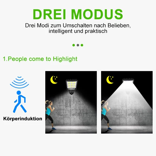 4er 6000W Solarleuchte mit Bewegungsmelder Außen Lampe Fluter LED Strahler Licht - Bild 7 von 14