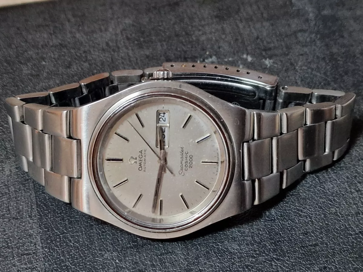 OMEGA SEAMASTER COSMIC 2000 DAY DATE 38mm SILVER VINTAGE MENS