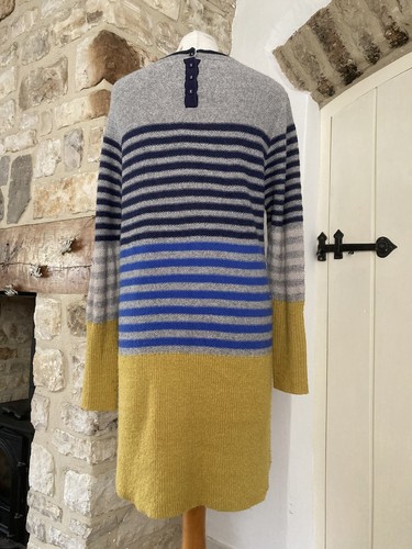 White Stuff Long Jumper Size 18 Blue Grey Mustard - Picture 3 of 5