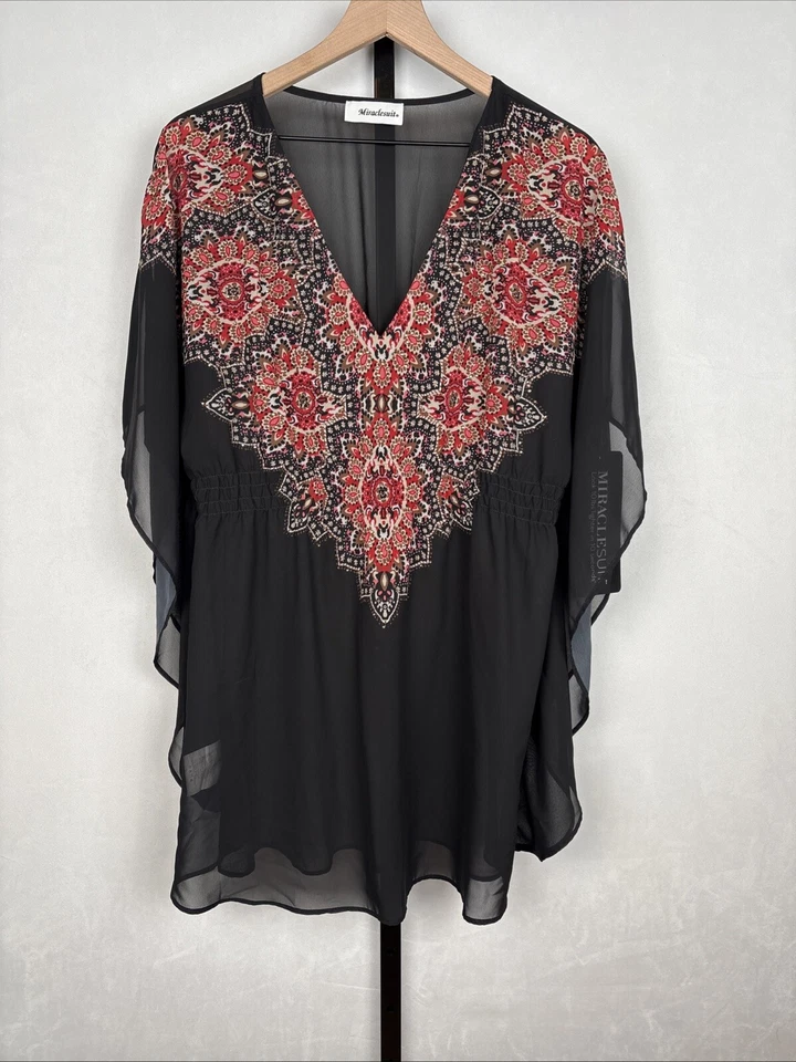 Mandala de natación Miraclesuit adornado caftán para mujer pequeño negro transparente nuevo Foto 2 de 4