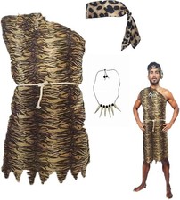 Halloween Caveman Costume for Men Women - Includes Dress, Necklace ...