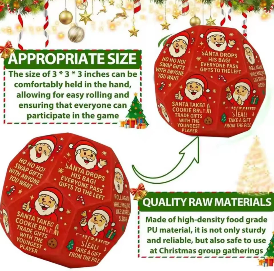 Christmas Gift Exchange Dice – 12-Sided Santa Swap Game Dice for Holiday Party - Image 2 of 4