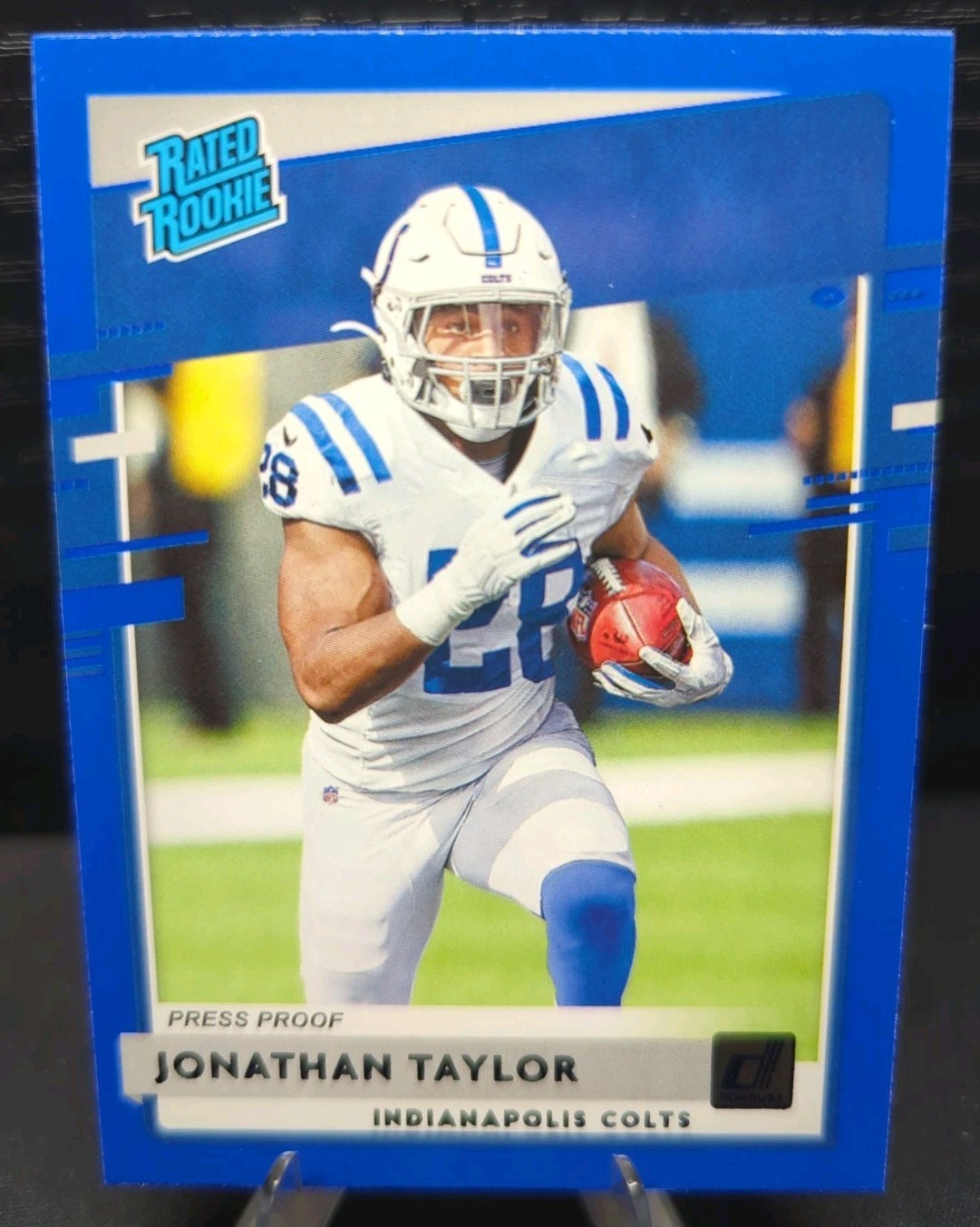 2020 Donruss Jonathan Taylor Rated Rookie Blue Press Proof RC Colts Color Match