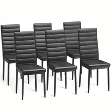 NEW | Lot de 6 Chaises Salle à Manger Similicuir Modernes Dossier Haut Cuisine