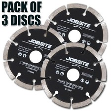 Angle Grinder Cutting Discs Blades - 115mm 4.5" Diamond Masonry Stone - 3 PACK