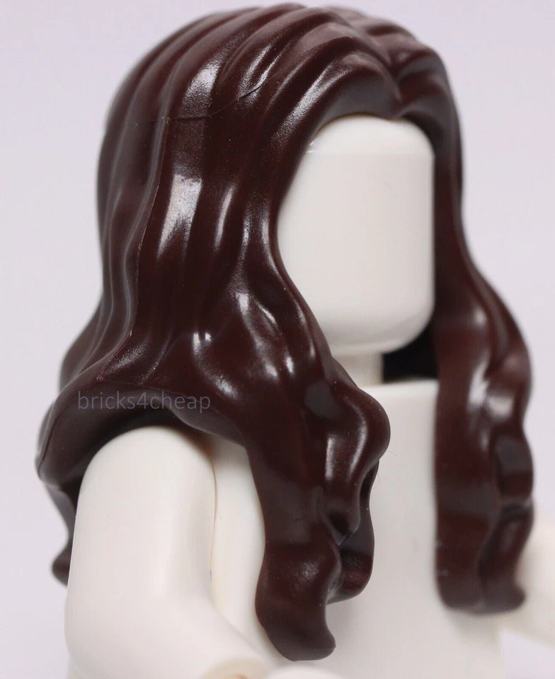 Lego Dark Brown Minifig Hair Long Wavy with Center Part - Image 2 of 3