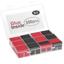 350PCS 3:1 Heat Shrink Tubing Kit, Adhesive Lined Marine Grade, 7 Sizes Black/Re