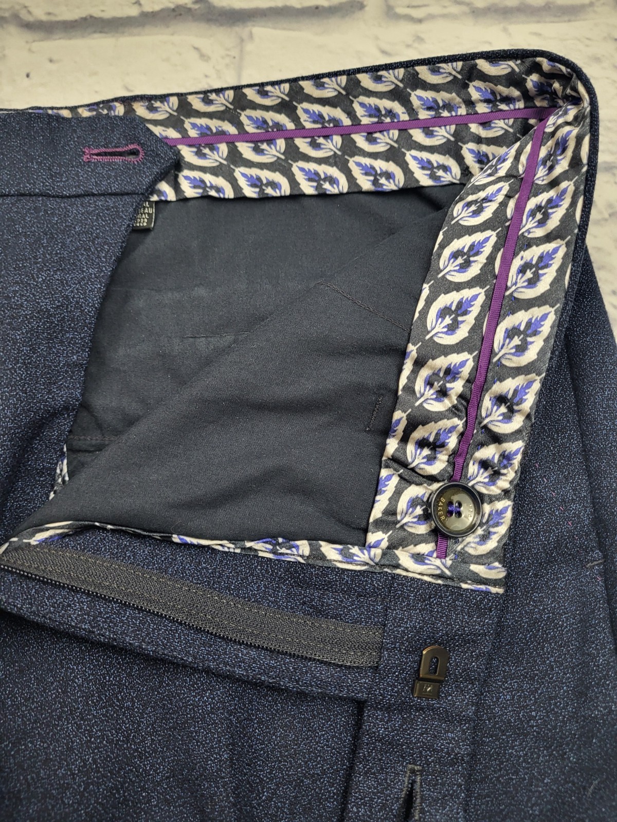 Ted Baker Pants Navy Blue Solid Flat Front Polyes… - image 7