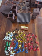 Vintage West Germany Toy Jean Hoefler Western Cowboy Fort Set w Figures