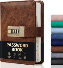 Password Book with Lock  Tabs 600 Password Keeper Logbook Organizer Brown