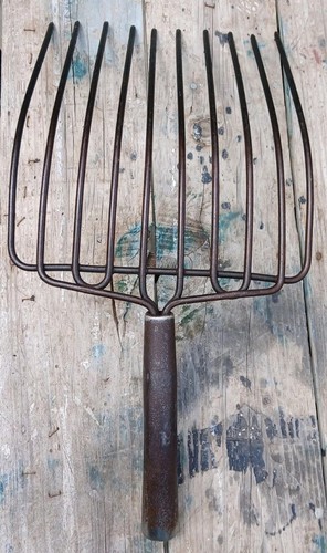 Antique 10 Tine Farming Pitchfork Of Early 20th-century 4 Straw Hay Manure Silag - Picture 14 of 19