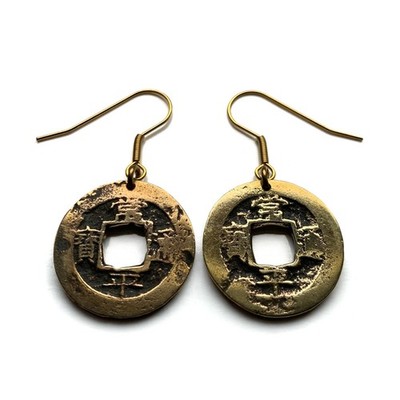antique! 1742 Korea 1 Mun cash coin earrings Yeopjeon Sangpyeong Tongbo e000683
