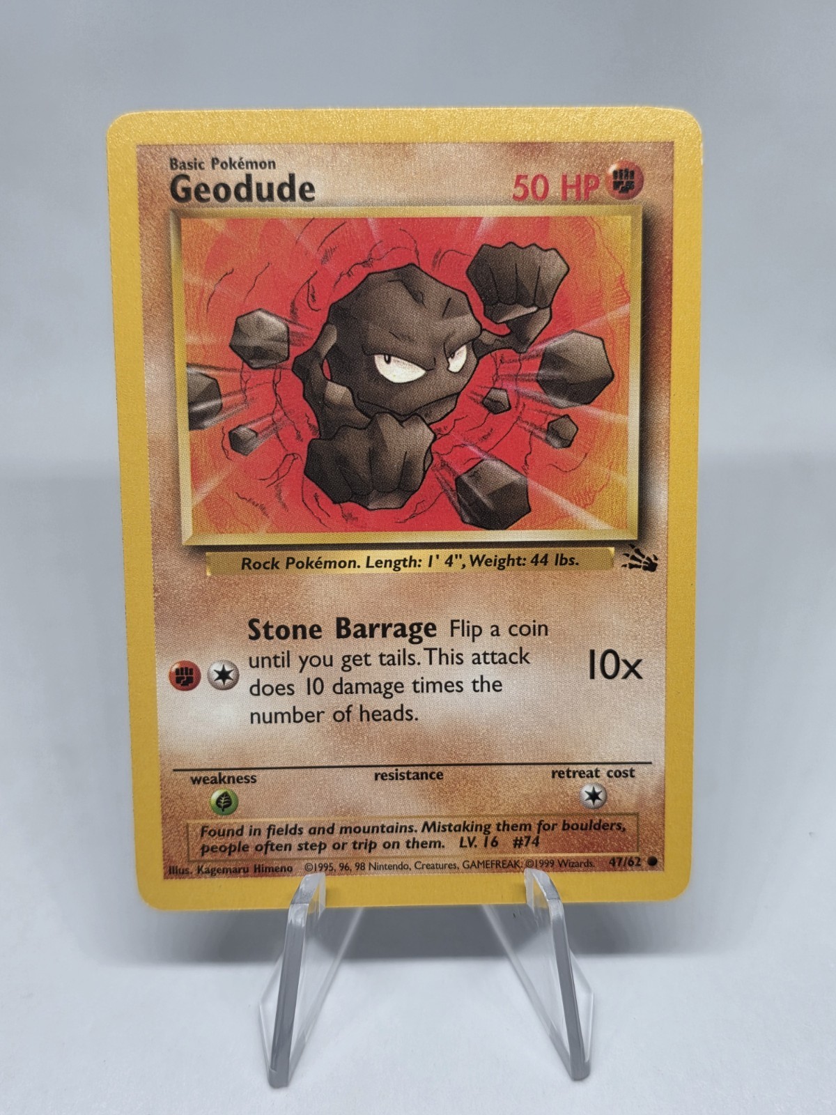 Pokémon TCG Geodude 1st Edition Fossil 47/62 Vintage! WOTC! 3rd Ever Set!