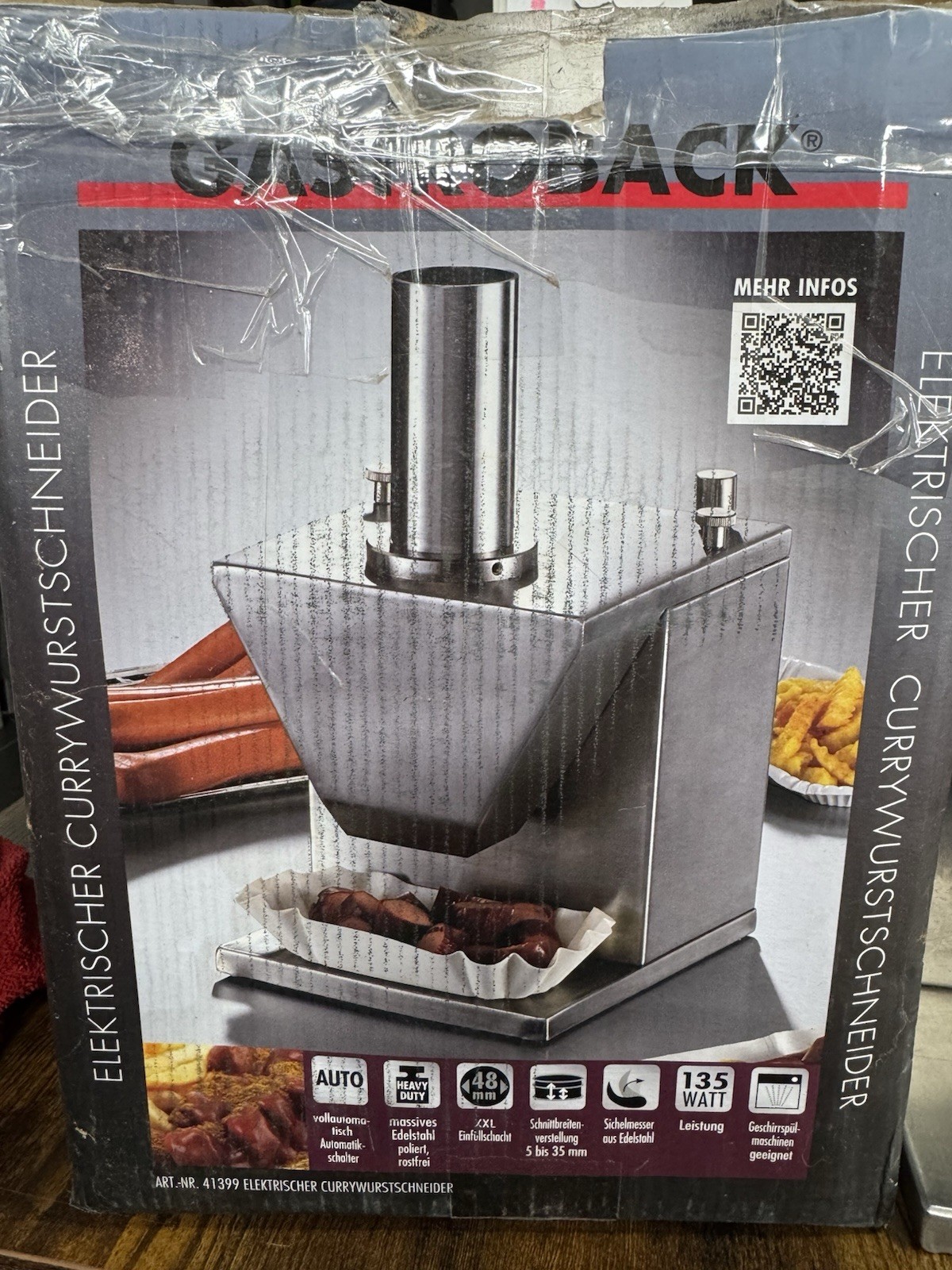 Elektronischer Currywurstschneider Wurstschneider Edelstahl elektrisch 135 Watt