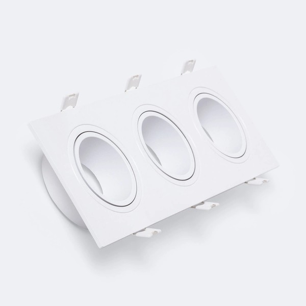 Aro Downlight Cuadrado Basculante para 3 Bombillas LED GU10 / GU5.3 Corte