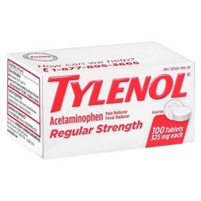 Tylenol Regular Strength Pain Reliever Fever Reducer 100 Tablets NIB