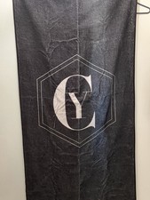 Kanata Monogram Bath Towel Black  White Cotton/Poly KT3570 Velour Terry Side