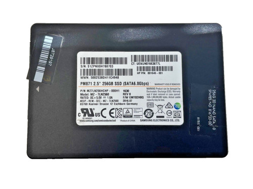 Samsung 256GB SSD 2,5" SATA 6,0Gbps PM871 MZ7LN256HCHP, MZ-7LN2560 816723-001