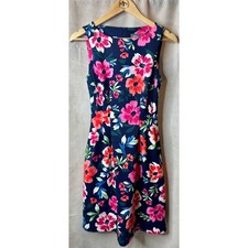 Vince Camuto Navy Floral Fit & Flare Sleeveless Dress Women’s Size 0