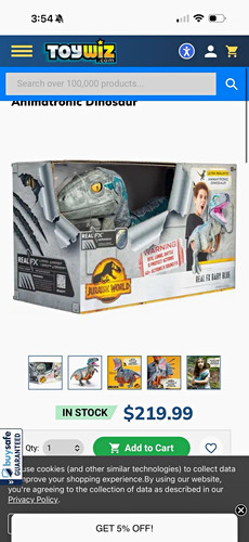Jurassic World Real FX Baby Blue Velociraptor Animatronic Dinosaur Hand Puppet