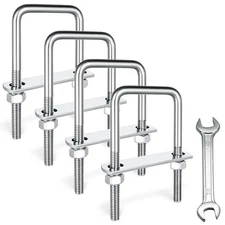 4 Sets M8 Square U-Bolts 2" Wide 304 Stainless Steel with Nuts, Plates & Washers