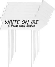 Blank Yard Signs with Stakes - 6 Pack Double-Sided Directional Signs