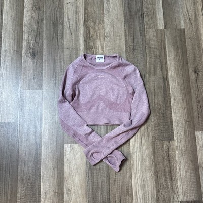 Gymshark Womens Size Small Flex Crop Top Long Sleeve Active Deep Pink