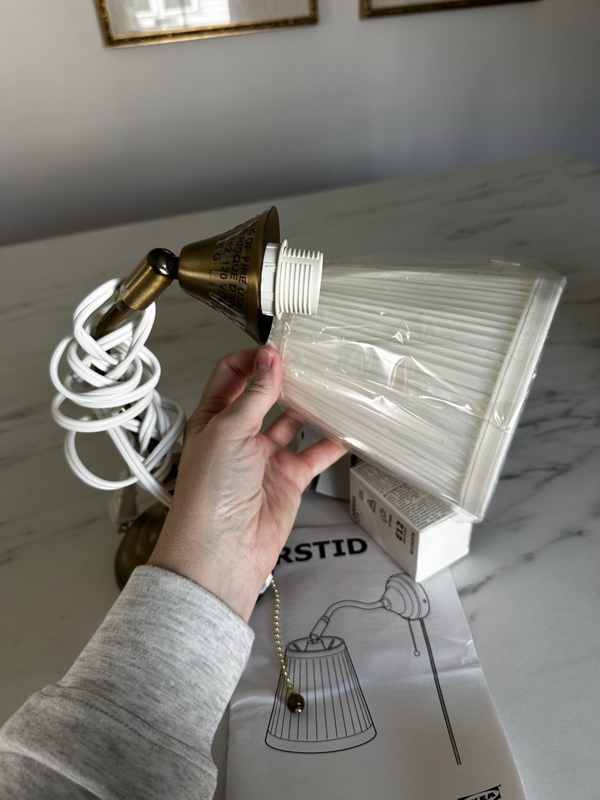 Ikea Arstid Wall Lamp 604.161.62 Brass w/ Pleated Shade Open Box🌸🩷