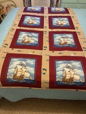 Project Linus Quilt Lap Blanket/ Twin Bed Topper. Christopher Columbus Ships