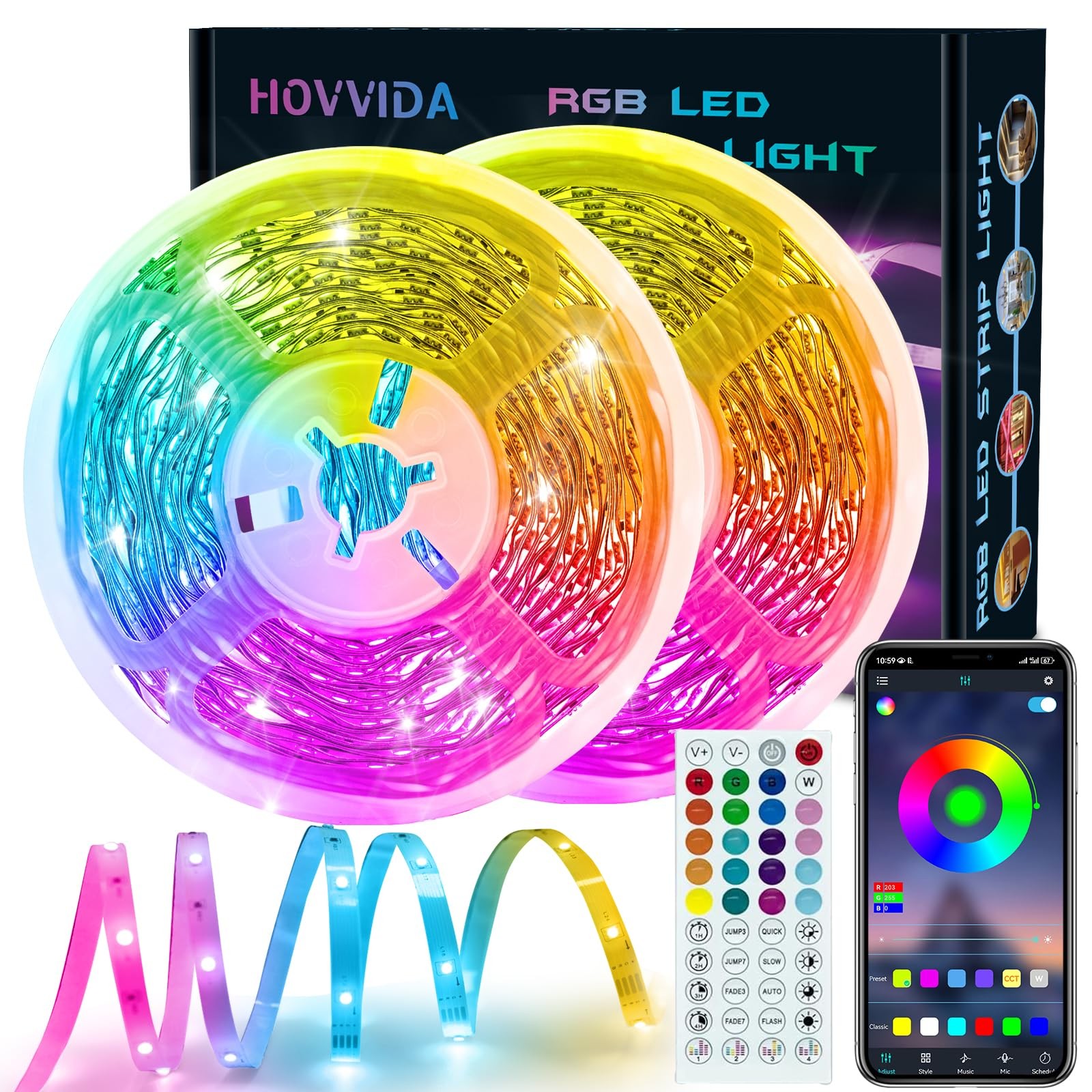 Striscia LED 30M 30 LED/Metro 2x15M 24V RGB LED 900 LED APP e Telecomando