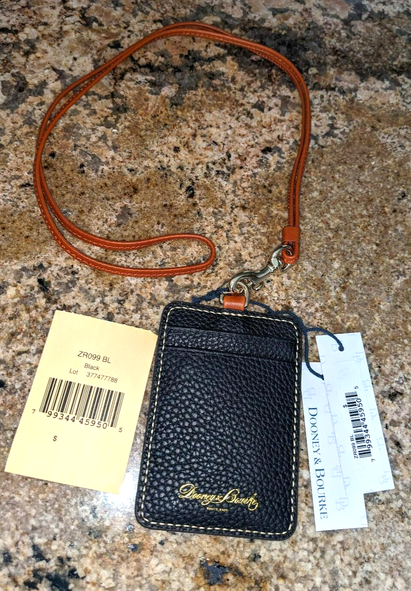 Dooney Bourke Lanyard ID Badge Holder Leather Black NWT