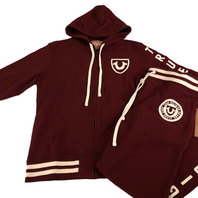 TRUE RELIGION SWEATSUIT Mens Active Seal Hoodie & Sweatpant Burgundy ...