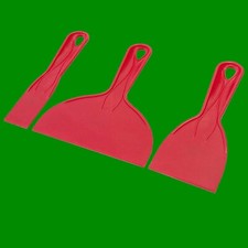 3 Plastic Scrapers (38, 75 & 150mm) Skimming Plaster Wall Filler Putty 