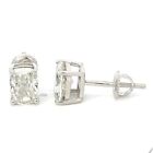 Set Stud Earrings 14k White Gold Elongated Cushion Lab Grown Diamond Basket