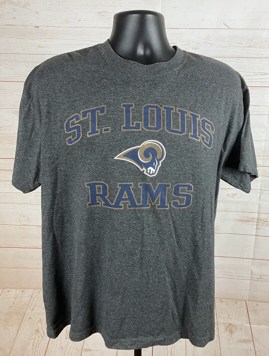 St. Louis Rams Shirt Adult Large Gray Short Sleeve T-Shirt Pre Owned