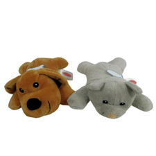 Melissa  Doug Gray Cat Brown Dog Set 9" Plush Collars Name Tags Stuffed Animals