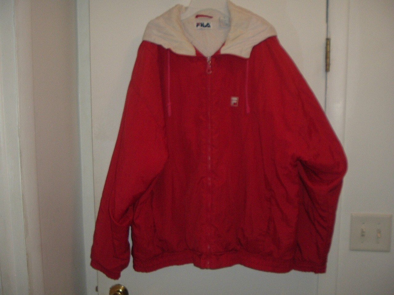 Giacca vintage Fila con cappuccio uomo L rosso bianco full zip anni 90