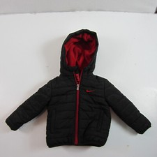 Nike Infant 12M Puffer Hooded Jacket Black Red