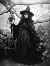 Vintage Creepy Halloween Witch print strange wall decor spooky Photo