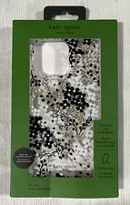 Kate Spade Hard Case for iPhone 15 Pro Max w/MagSafe Black & White Floral w/Gems