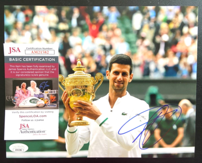 Photo Signée Novak Djokovic 8x10 - Authentifiée JSA - Wimbledon / US Open
