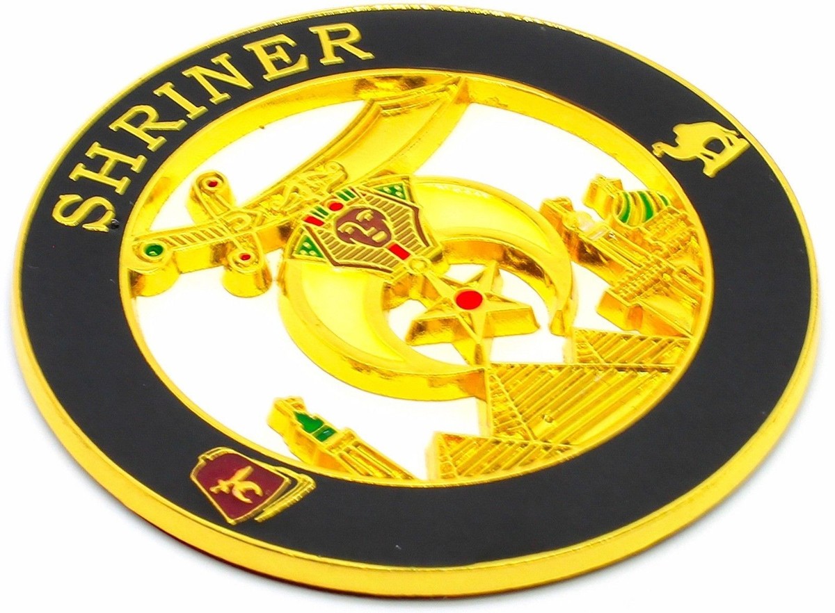 Shriner Masonic Green Auto Emblem - 3 Inch Round Zinc Alloy Emblem With Adhesive Backing For Car - View #10