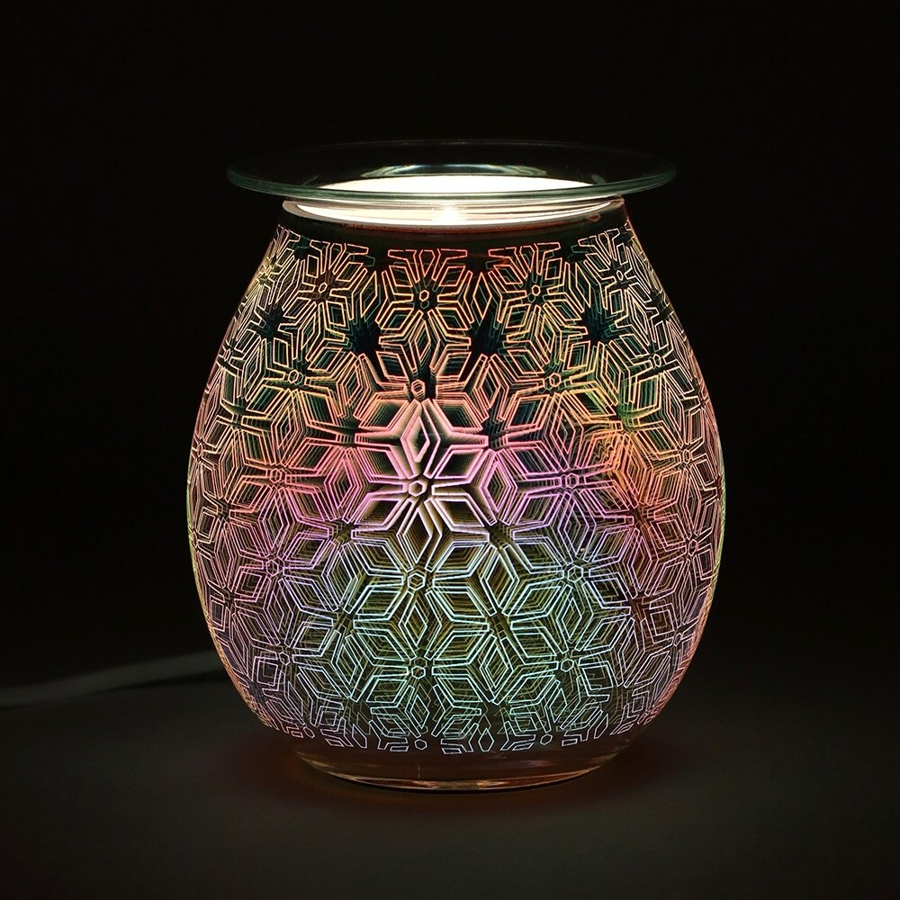 GEOMETRIC FLOWER 3D ELECTRIC GLASS WAX MELT OIL BURNER LIGHT LAMP FRAGRANCE